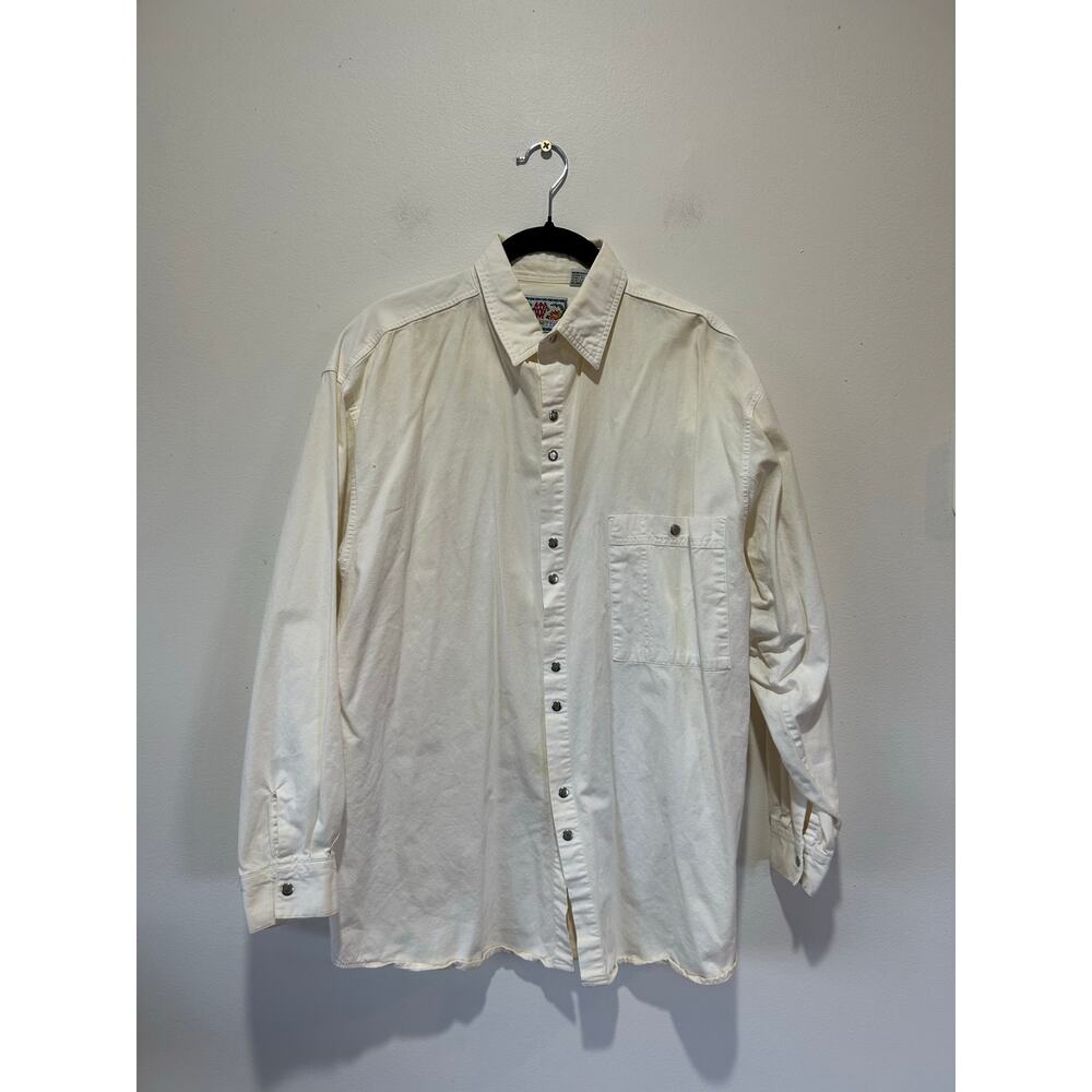 Western button down shirt snap buttons cream size S some staining